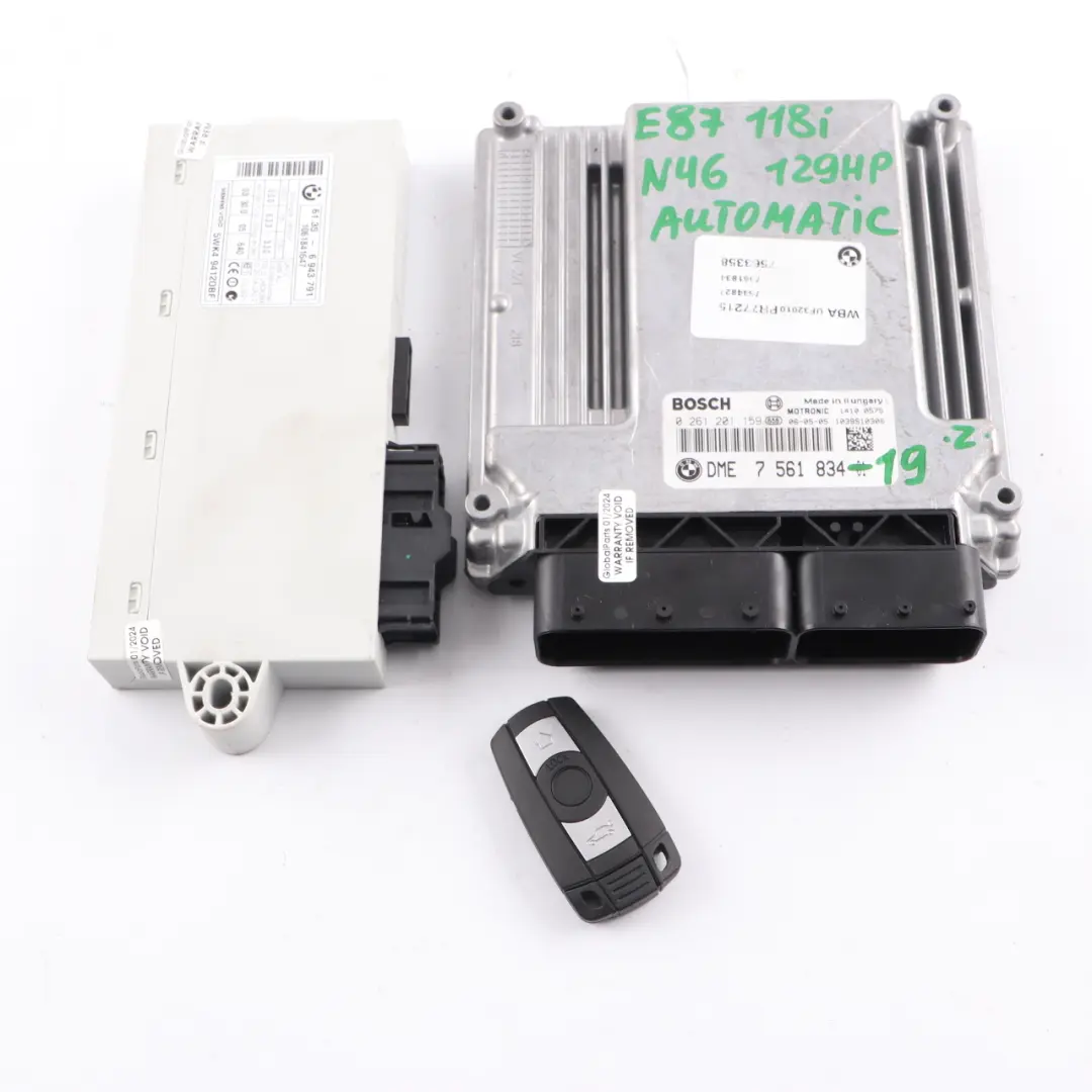 N46 118i 318i 129HP ECU KIT DME CAS2 Key Automatic to BMW E87 E90 with Part number 7561834 BMW E87 E90 N46 118i 318i 129HP ECU KIT DME CAS2 Key Automatic - SKU 7561834-19 - Part number 7561834