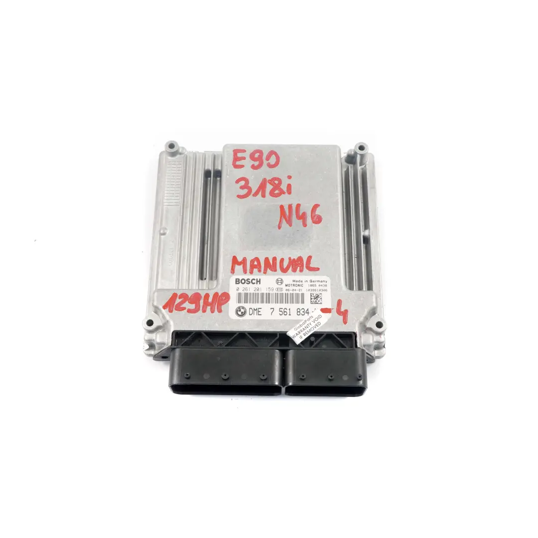 N46 Engine Control Unit Module ECU DME Manual BMW E87 E90 118i 318i - SKU 7561834-4 - Part number 7561834