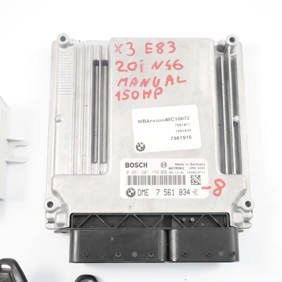 BMW X3 E83 2.0i N46 ECU Engine Control Unit KIT DME EWS Keys Manual - SKU 7561834-8 - Part number 7561834