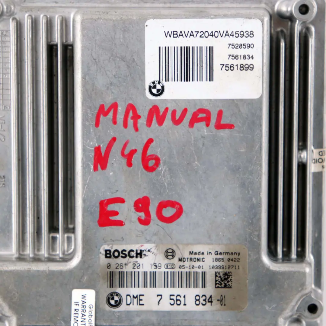 BMW 1 3 E87 E90 120i 320i N46 150HP Engine Control DME Module Manual - SKU 7561834 - Part number 7561834