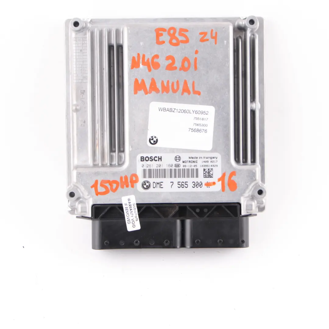 N46 150HP ECU Control Unit Module Kit DME EWS Key Manual to BMW Z4 E85 2.0i with Part number 7565300 BMW Z4 E85 2.0i N46 150HP ECU Control Unit Module Kit DME EWS Key Manual - SKU 7565300-16 - Part number 7565300