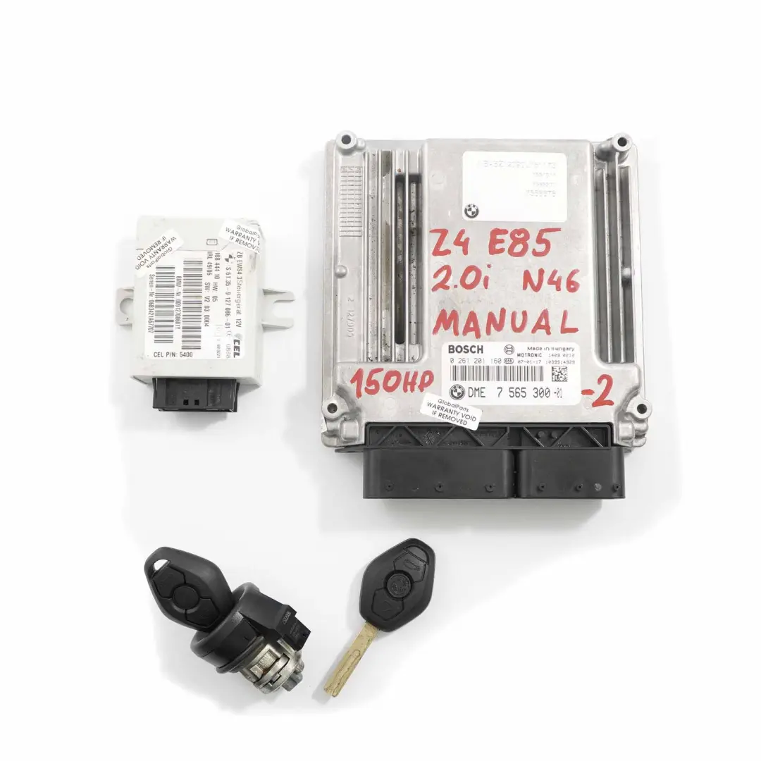 BMW Z4 E85 2.0i N46 150HP ECU Controllo Kit DME EWS Chiave Manuale - SKU 7565300-2 - Numero di parte 7565300