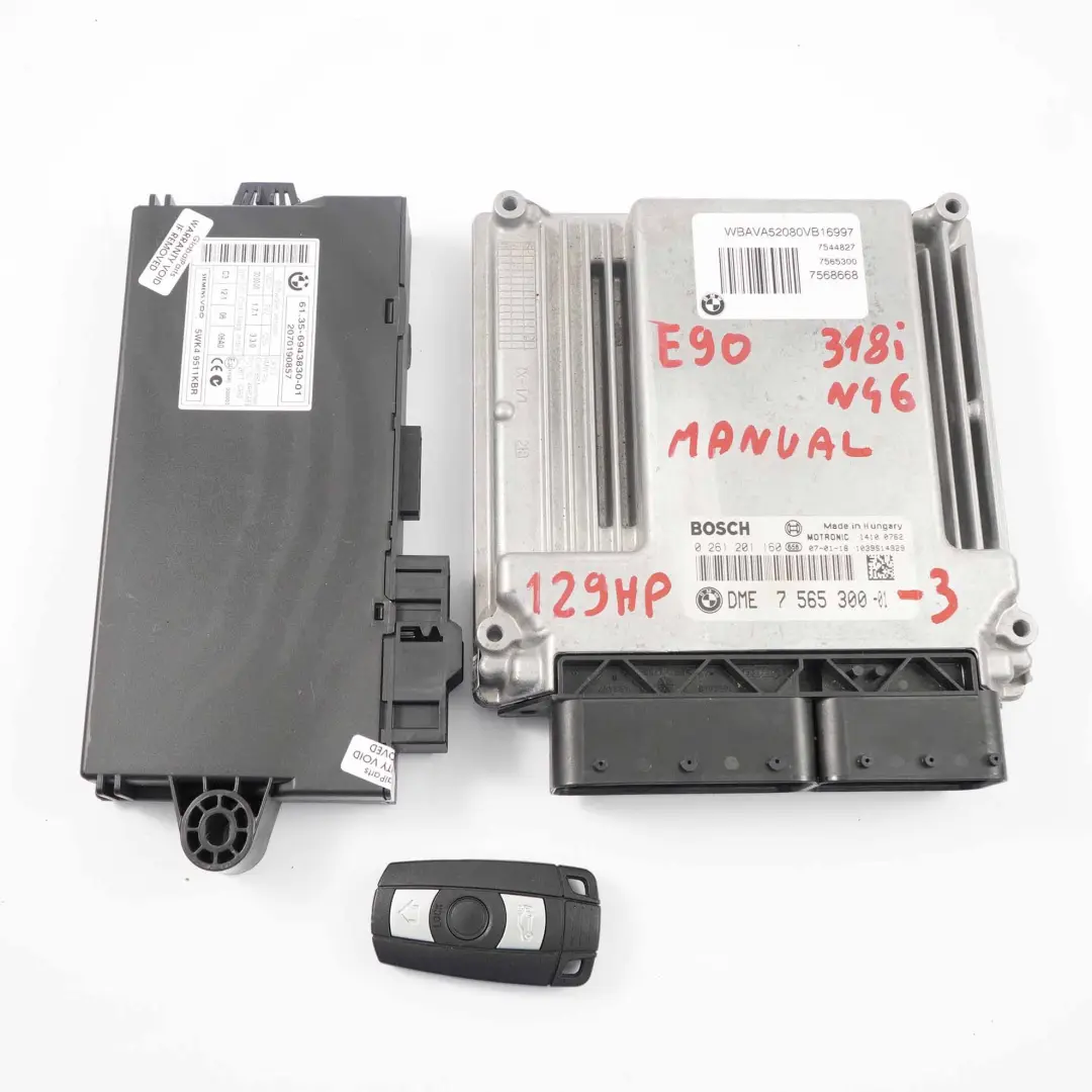 BMW E87 E90 E91 118i 318i N46 ECU Kit DME CAS3 + Manuale chiave - SKU 7565300-3 - Numero di parte 7565300