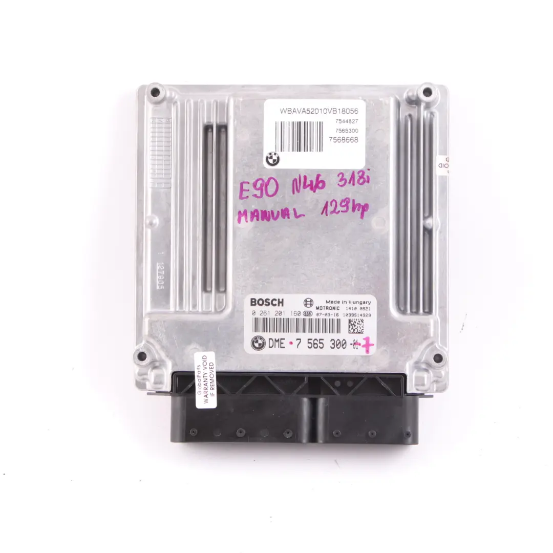 N46 118i 318i ECU Kit DME CAS3 Key Manual to BMW 1 3 Series E87 E90 E91 with Part number 7565300 BMW 1 3 Series E87 E90 E91 N46 118i 318i ECU Kit DME CAS3 Key Manual - SKU 7565300-7 - Part number 7565300