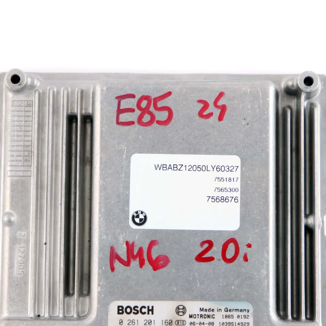 BMW Z4 E85 2.0I N46 150HP Unidad De Control Del Motor ECU DME Manual - SKU 7565300 - Número de pieza 7565300