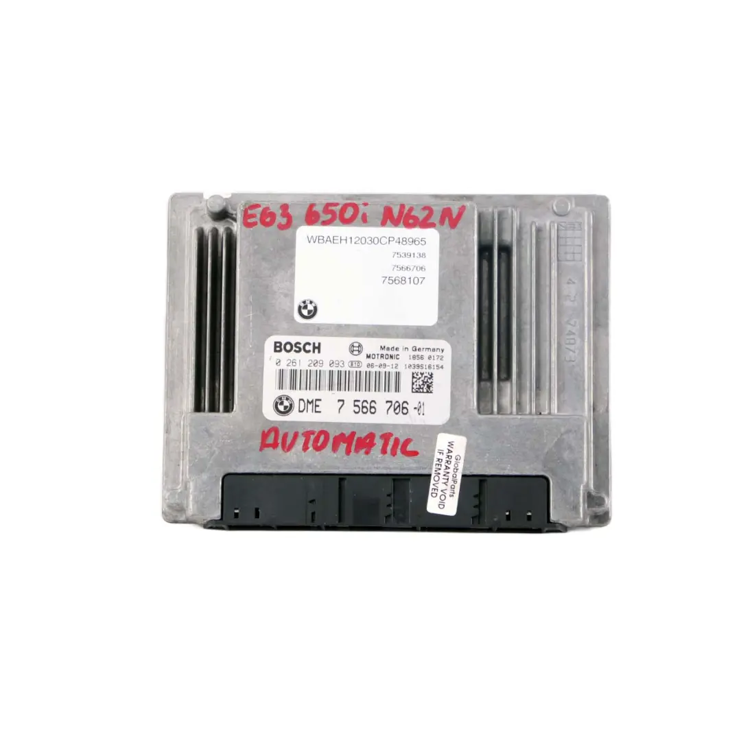 750i N62N 367HP Engine ECU DME Automatic to BMW E60 E61 E63 E65 550i 650i with Part number 7566706 BMW E60 E61 E63 E65 550i 650i 750i N62N 367HP Engine ECU DME Automatic - SKU 7566706 - Part number 7566706