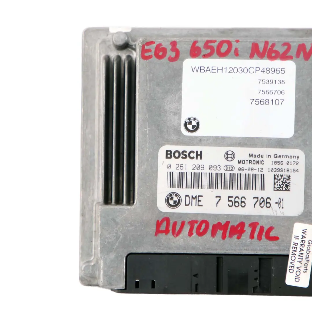 750i N62N 367HP Engine ECU DME Automatic to BMW E60 E61 E63 E65 550i 650i with Part number 7566706 BMW E60 E61 E63 E65 550i 650i 750i N62N 367HP Engine ECU DME Automatic - SKU 7566706 - Part number 7566706