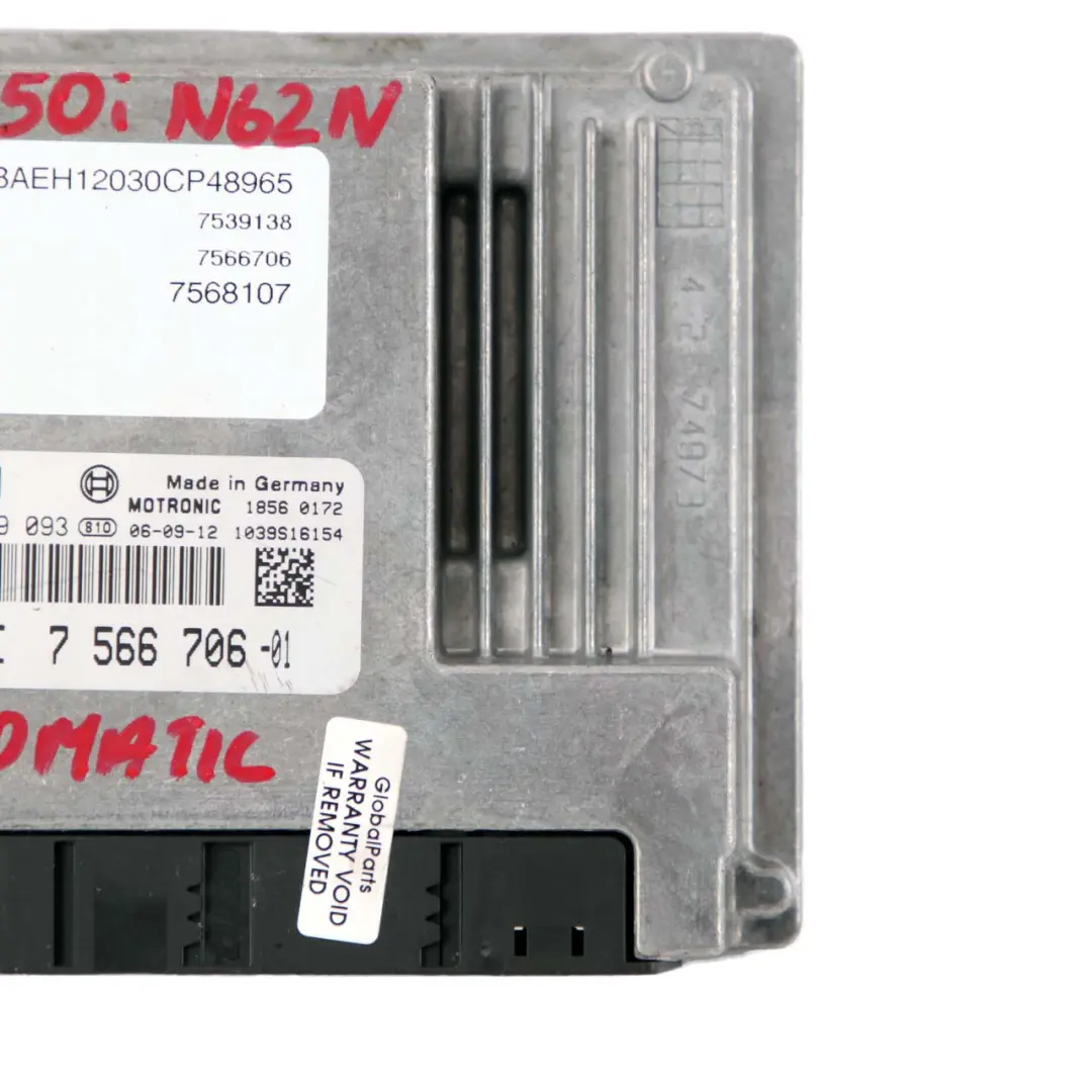 750i N62N 367HP Engine ECU DME Automatic to BMW E60 E61 E63 E65 550i 650i with Part number 7566706 BMW E60 E61 E63 E65 550i 650i 750i N62N 367HP Engine ECU DME Automatic - SKU 7566706 - Part number 7566706