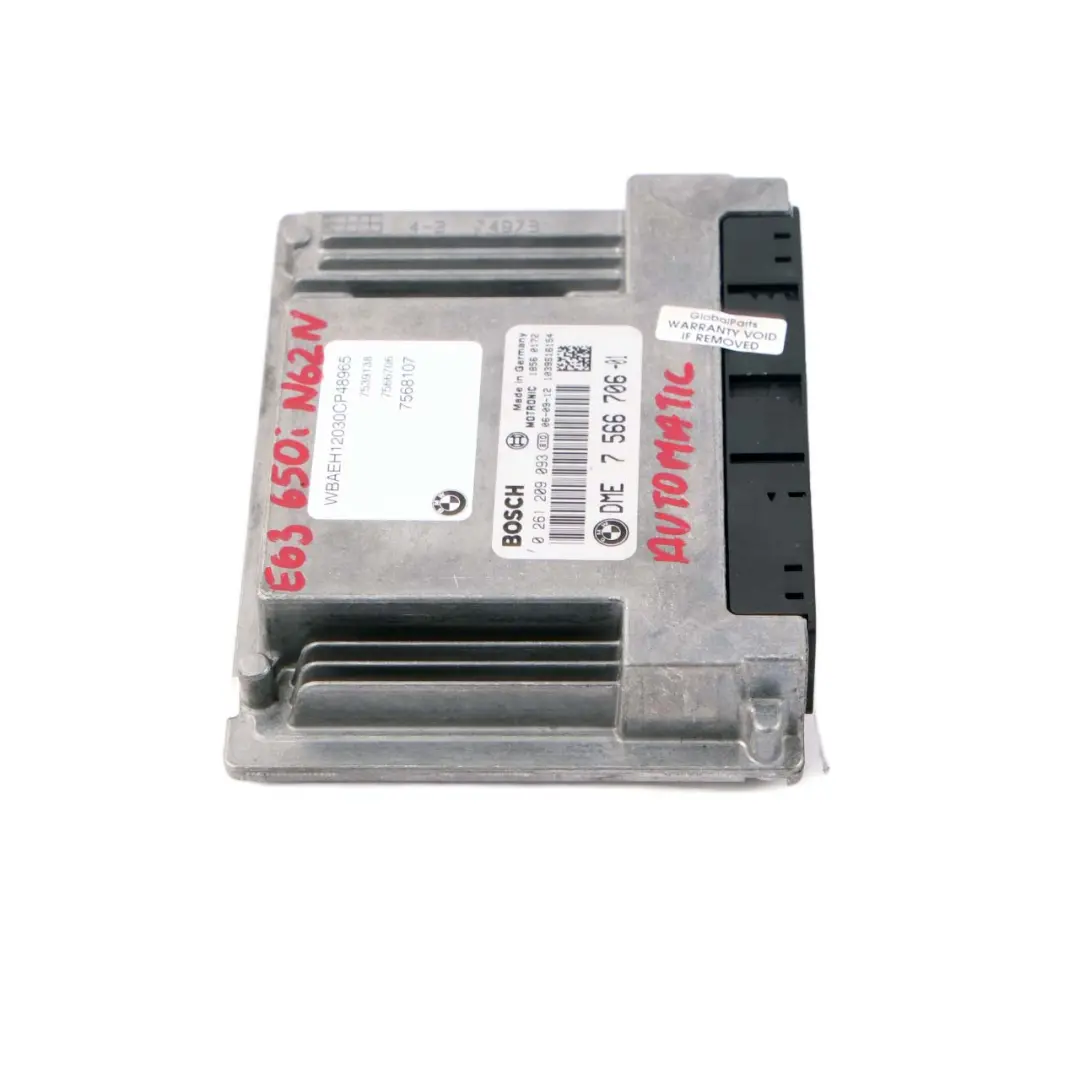 750i N62N 367HP Engine ECU DME Automatic to BMW E60 E61 E63 E65 550i 650i with Part number 7566706 BMW E60 E61 E63 E65 550i 650i 750i N62N 367HP Engine ECU DME Automatic - SKU 7566706 - Part number 7566706