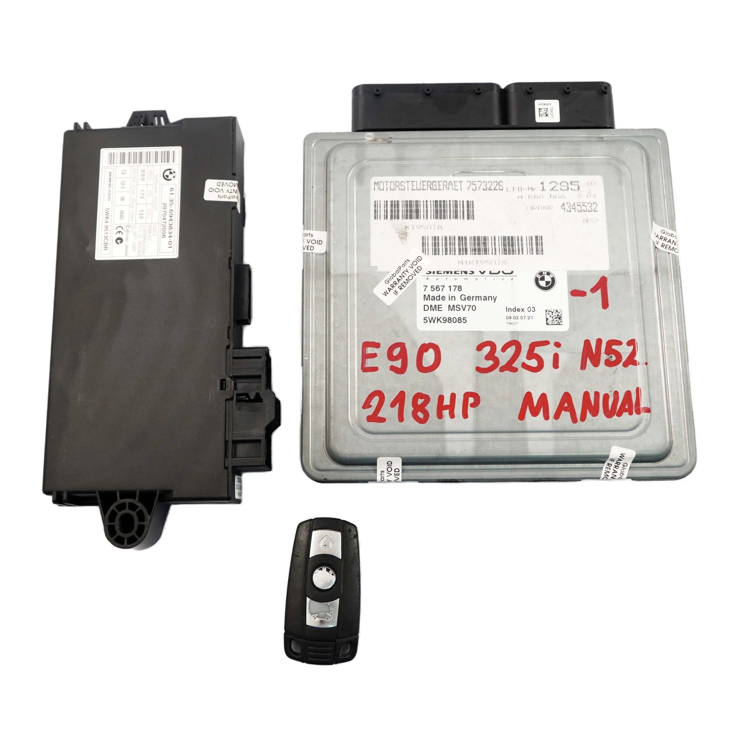 BMW E60 E90 325i 525i N52 218HP DME ECU 7567178 Kit CAS3 Clave Manual