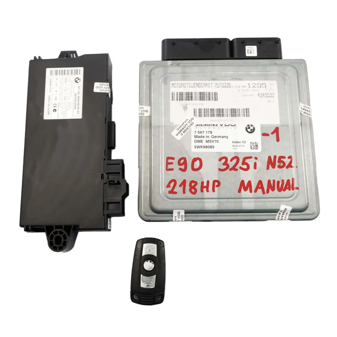 BMW 3 5 Series E60 E90 325i 525i N52 218HP DME ECU Kit CAS3 Key Manual - SKU 7567178-1 - Part number 7567178