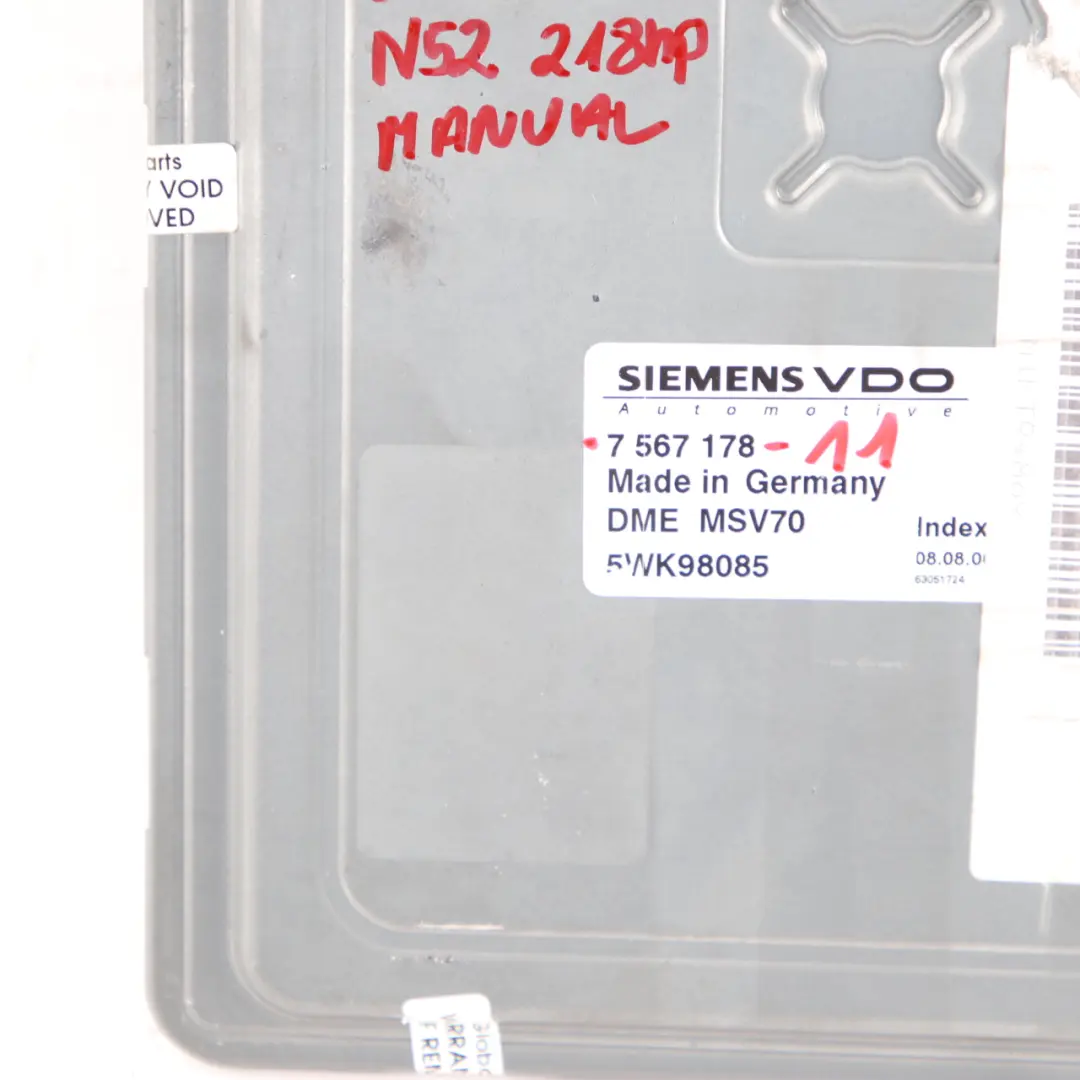 N52 218HP ECU Kit DME CAS3 Key Manual to BMW E60 E90 E91 325i 525i with Part number 7567178 BMW E60 E90 E91 325i 525i N52 218HP ECU Kit DME CAS3 Key Manual - SKU 7567178-11 - Part number 7567178