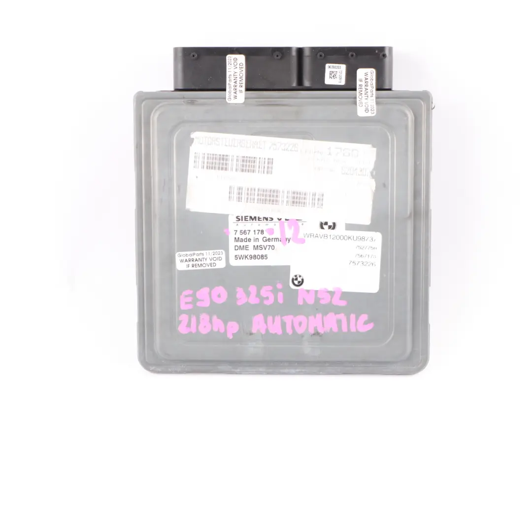 N52 325i 525i 218HP ECU Kit DME CAS3 Key Automatic to BMW E60 E90 E91 with Part number 7567178 BMW E60 E90 E91 N52 325i 525i 218HP ECU Kit DME CAS3 Key Automatic - SKU 7567178-12 - Part number 7567178