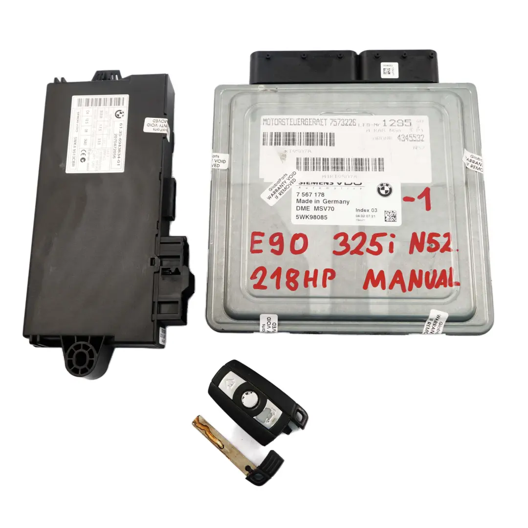 BMW E60 E90 N52 325i 525i Steuergerät DDE CAS3 Schlüssel Schaltgetriebe - SKU 7567178-1 - Teilenummer 7567178