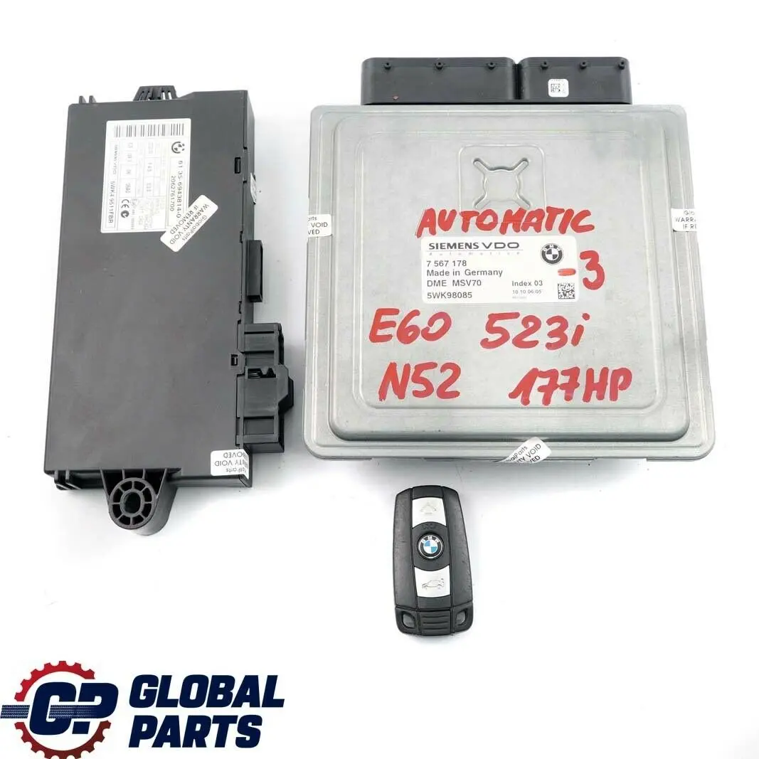 BMW E60 E90 523i 323i Petrol N52 177HP ECU Kit DME CAS3 + Key Automatic - SKU 7567178-3 - Part number 7567178