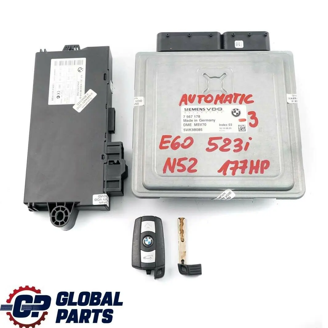 BMW E60 E90 523i 323i Petrol N52 177HP ECU Kit DME CAS3 + Key Automatic - SKU 7567178-3 - Part number 7567178