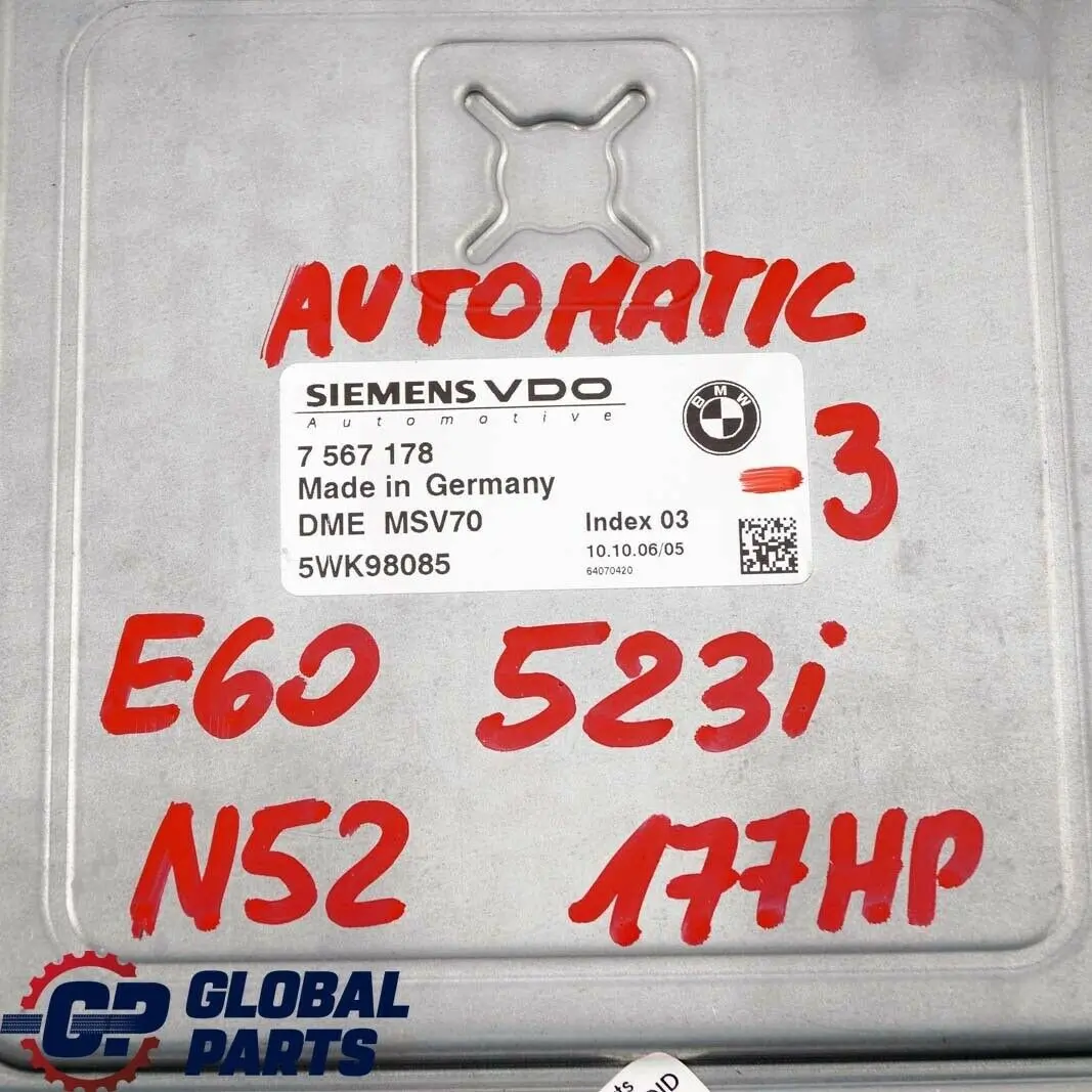 BMW E60 E90 523i 323i N52 177PS Commande Dme CAS3 Cle Automatique - SKU 7567178-3 - Numéro de pièce 7567178