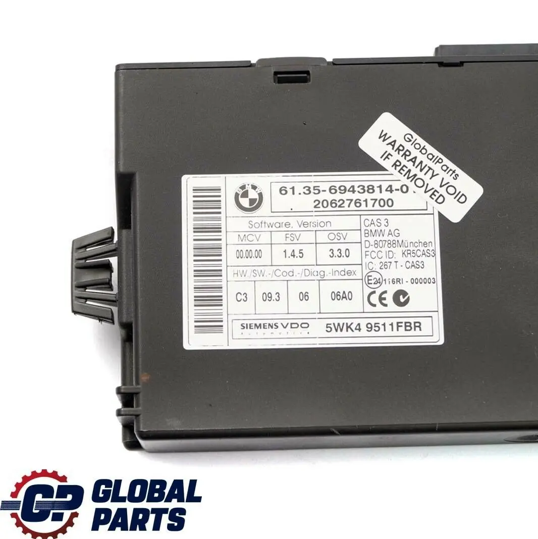 BMW E60 E90 523i 323i N52 177PS Centralina Dme CAS3 Chiave Dispositivo - SKU 7567178-3 - Numero di parte 7567178