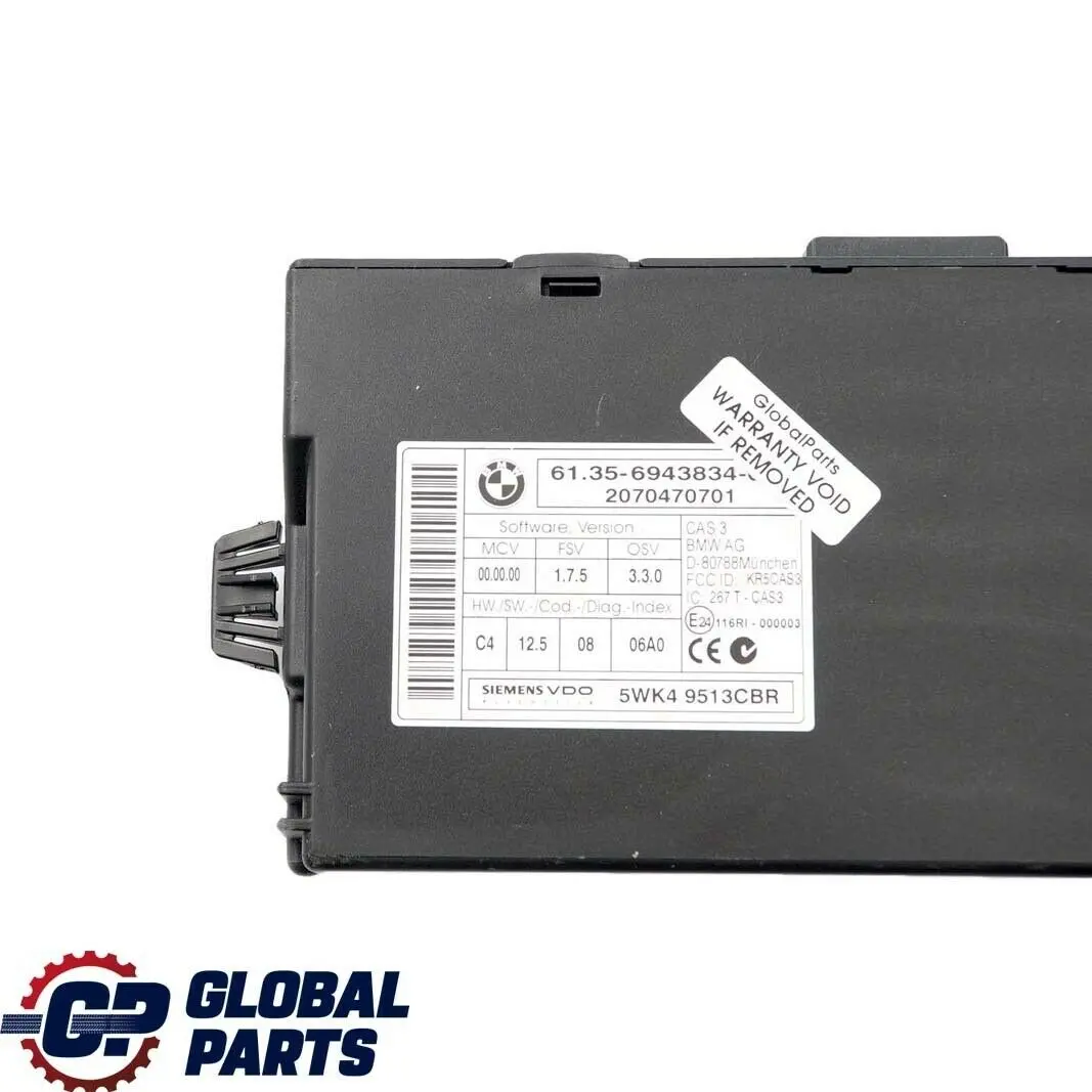 BMW E60 525i E90 E91 325i N52 Commande Dme CAS3 + Cle Automatique - SKU 7567178-4 - Numéro de pièce 7567178