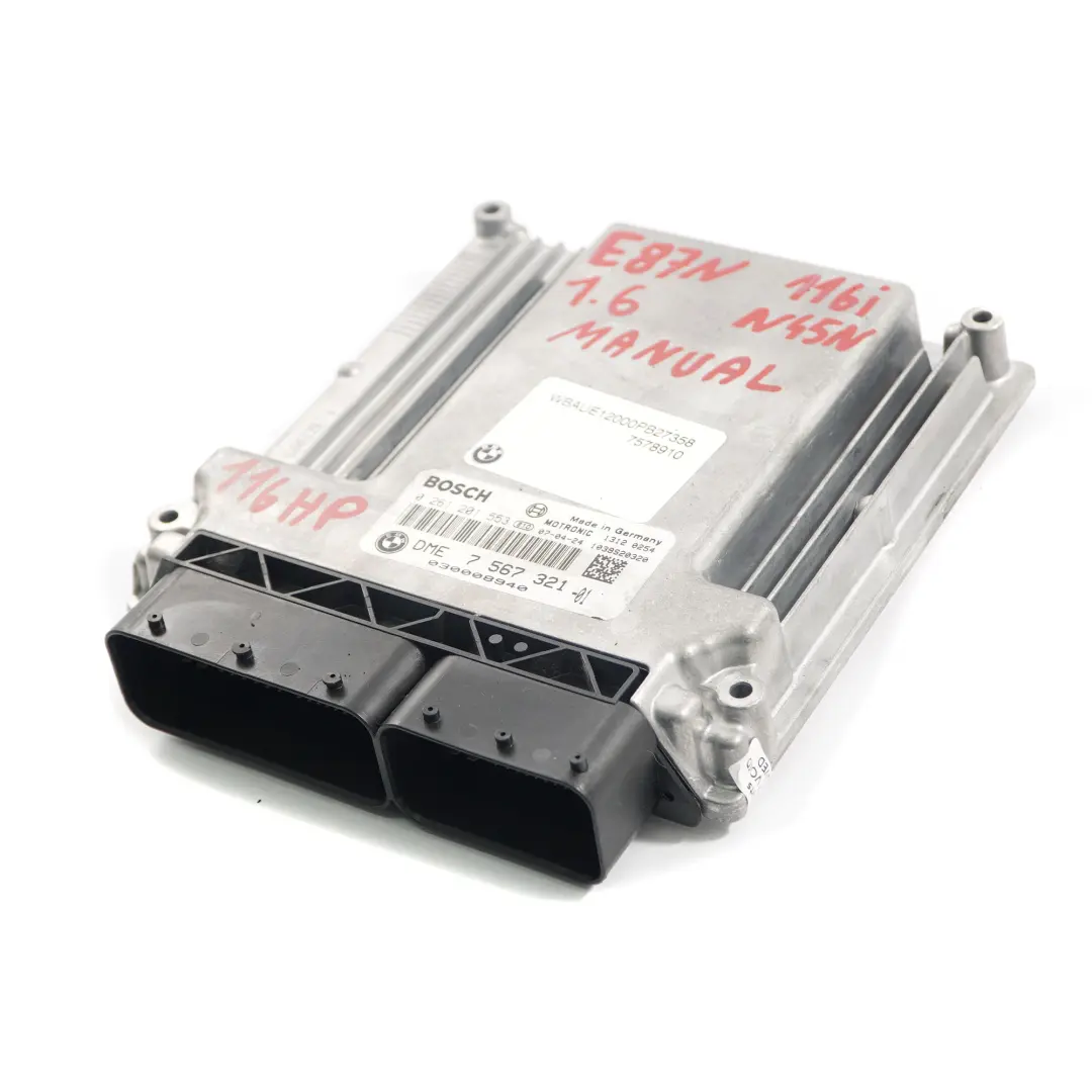 N45N ECU Unidad de Control DME Manual para BMW E81 E87 LCI E90 116i 316i 1.6 con número de pieza 7567321 BMW E81 E87 LCI E90 116i 316i 1.6 N45N ECU Unidad de Control DME Manual - SKU 7567321 - Número de pieza 7567321