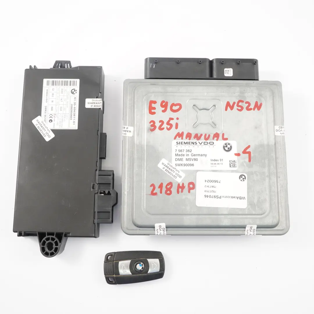 BMW E92 325i N52N 218HP ECU Control Unit Kit DME CAS3 + Key Manual - SKU 7567362-4 - Part number 7567362