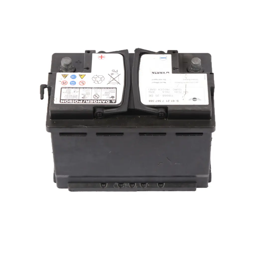 Varta 12V Accumulator Battery 70Ah 760A to Mini with Part number 7567388 Mini Varta 12V Accumulator Battery 70Ah 760A - SKU 7567388 - Part number 7567388