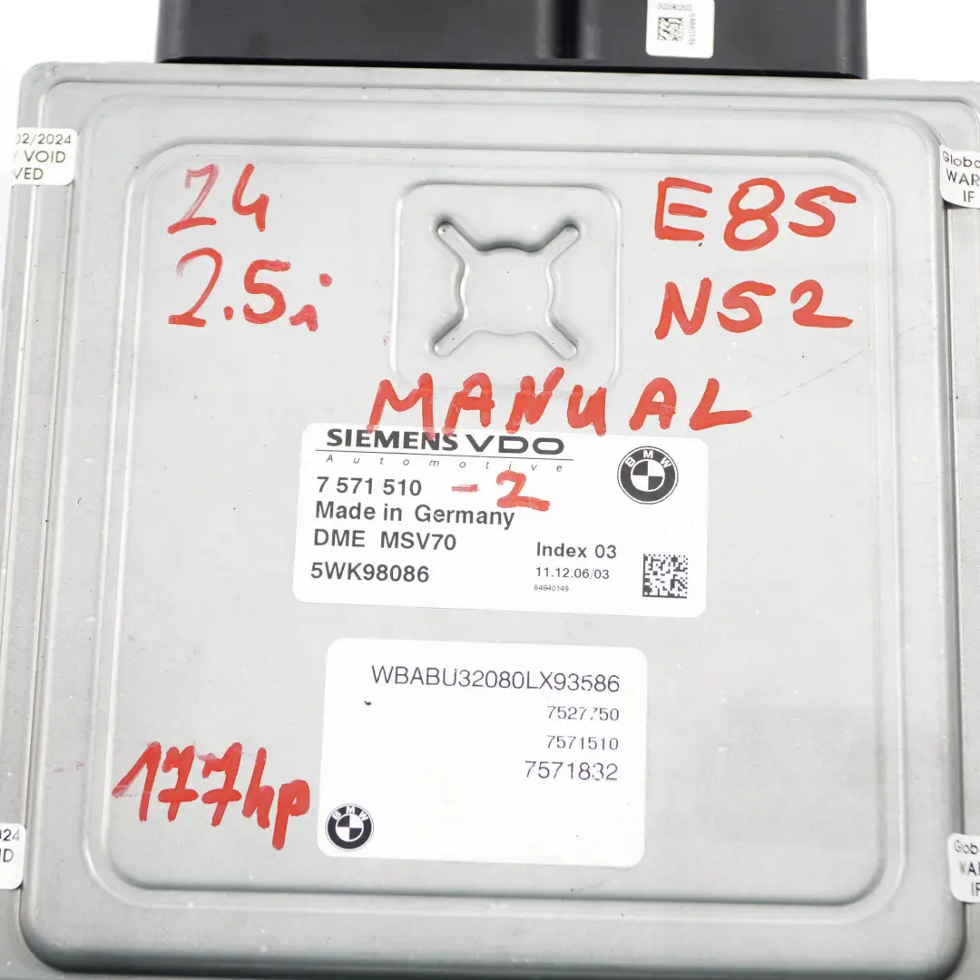 N52 177HP Komputer SIlnika Kluczyk EWS Manual do BMW Z4 E85 2.5i o numerze 7571510 BMW Z4 E85 2.5i N52 177HP Komputer SIlnika Kluczyk EWS Manual - SKU 7571510-2 - Numer Części 7571510