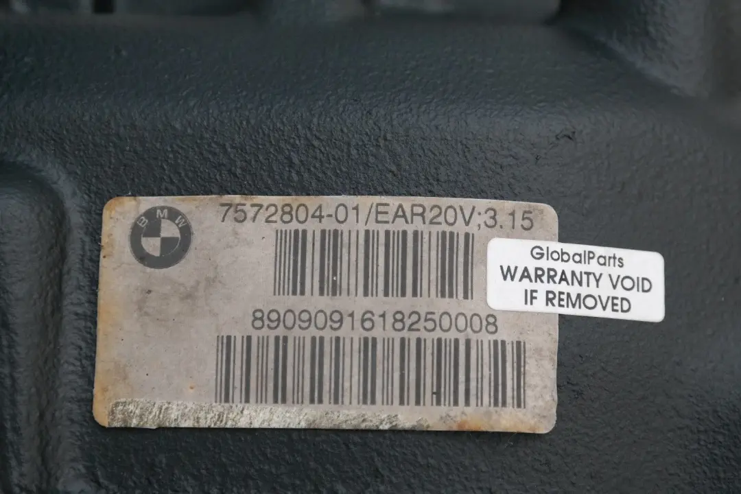 Differential Diff 3,15 Ratio WARRANTY to BMW E81 E87 E90 E91 E92 Rear with Part number 7572804 BMW E81 E87 E90 E91 E92 Rear Differential Diff 3,15 Ratio WARRANTY - SKU 7572804 - Part number 7572804