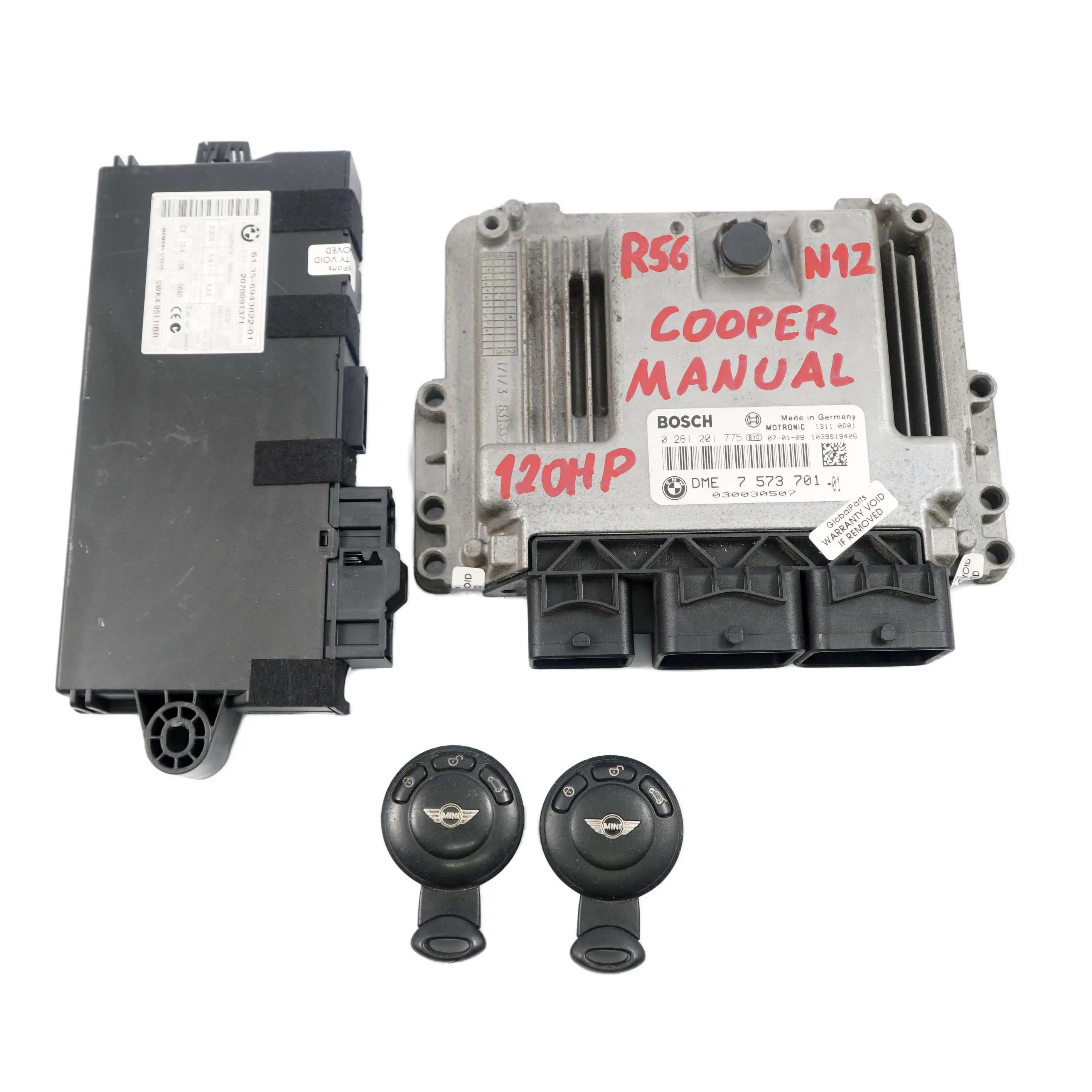 Mini Cooper R56 N12 1.6 120HP Gasolina Motor ECU Kit DME 7573701 CAS3 + Llaves