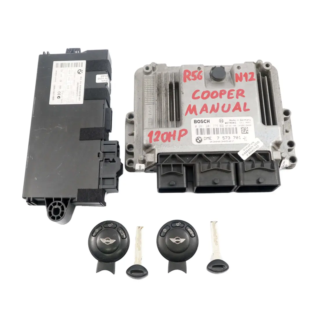 Mini Cooper R56 N12 1.6 120HP Gasolina Motor ECU Kit DME CAS3 + Llaves - SKU 7573701 - Número de pieza 7573701