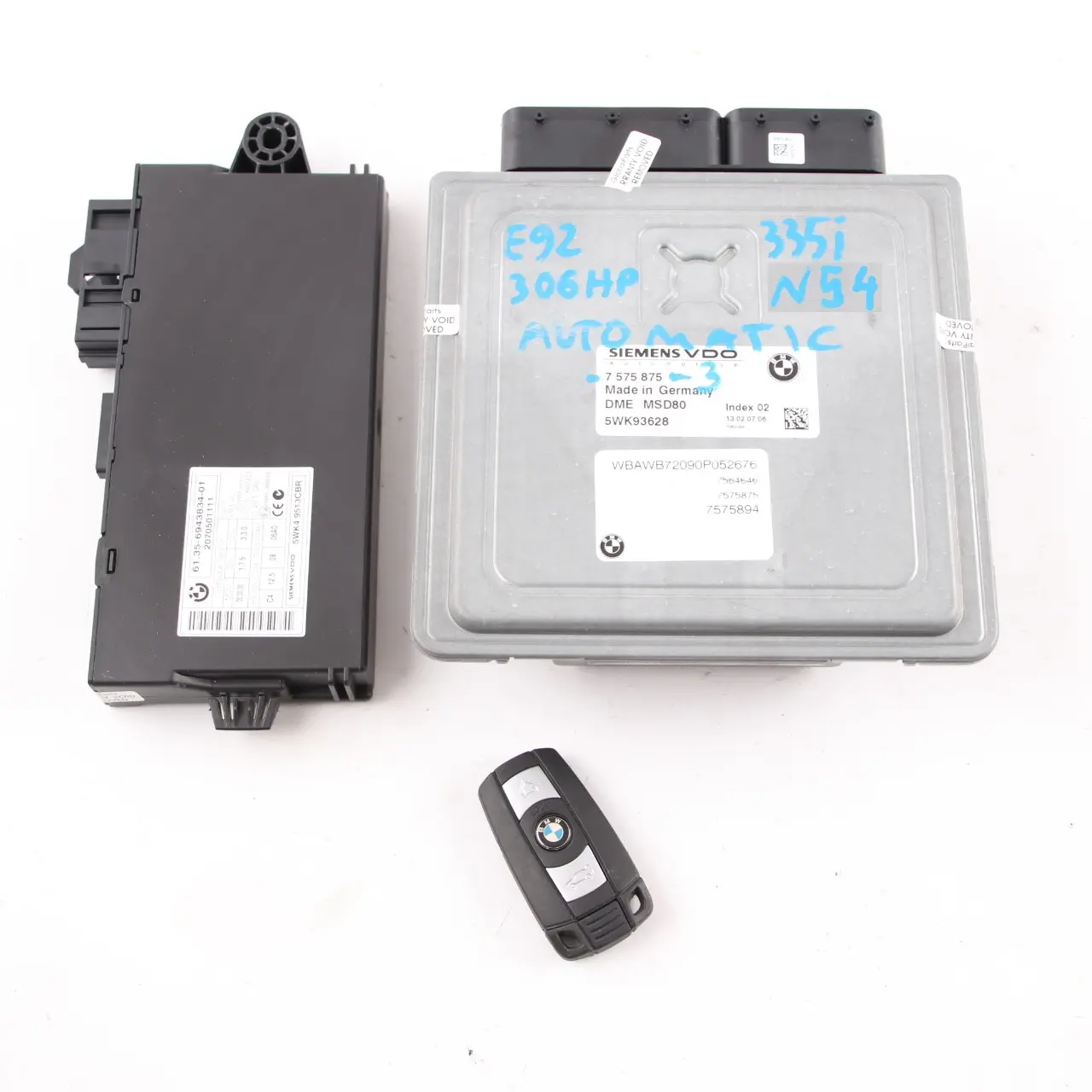 BMW E90 E91 E92 335i 306HP Motor N54 ECU Kit DME 7575875 CAS3 Llave Automatica