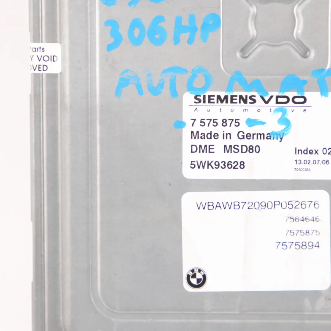 BMW E90 E91 E92 335i 306HP Engine N54 ECU Kit DME + CAS3 + Key Automatic - SKU 7575875-3 - Part number 7575875