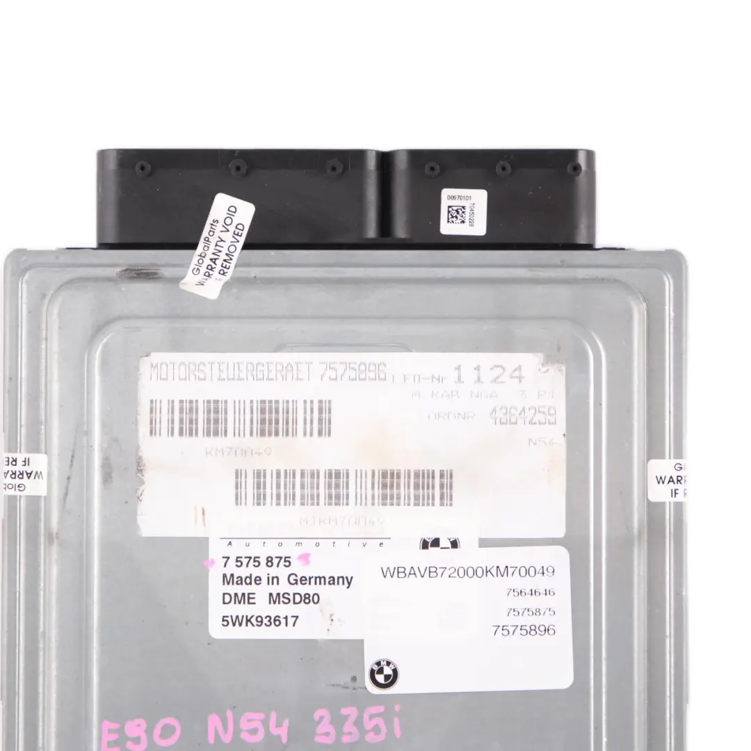 306HP N54 Engine Control Unit ECU Kit DME Automatic to BMW E90 E91 335i with Part number 7575875 BMW E90 E91 335i 306HP N54 Engine Control Unit ECU Kit DME Automatic - SKU 7575875 - Part number 7575875