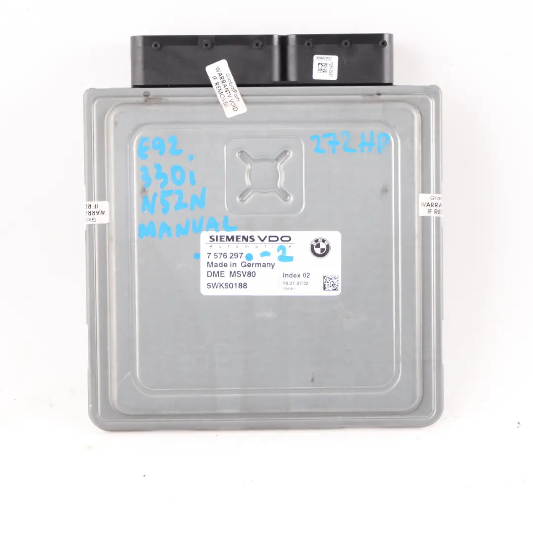 BMW E90 E92 330i 272HP N52N Engine ECU Kit DME + CAS3 + Key Manual - SKU 7576297-2 - Part number 7576297