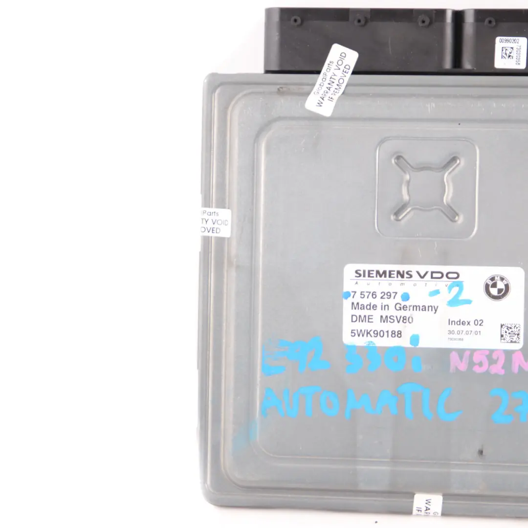272HP N52N Engine Control Unit ECU DME Automatic to BMW E90 E92 330i with Part number 7576297 BMW E90 E92 330i 272HP N52N Engine Control Unit ECU DME Automatic - SKU 7576297-3 - Part number 7576297