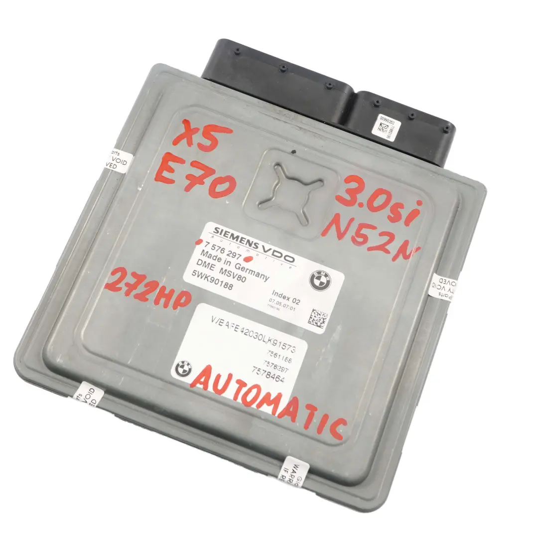272HP N52N ECU Engine Control Unit Kit DME Automatic to BMW X5 E70 3.0si with Part number 7576297 BMW X5 E70 3.0si 272HP N52N ECU Engine Control Unit Kit DME Automatic - SKU 7576297 - Part number 7576297
