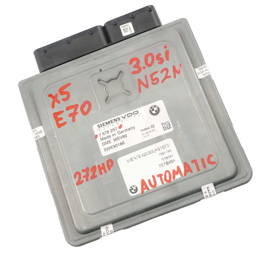 BMW X5 E70 3.0si 272HP N52N ECU Engine Control Unit Kit DME Automatic - SKU 7576297 - Part number 7576297
