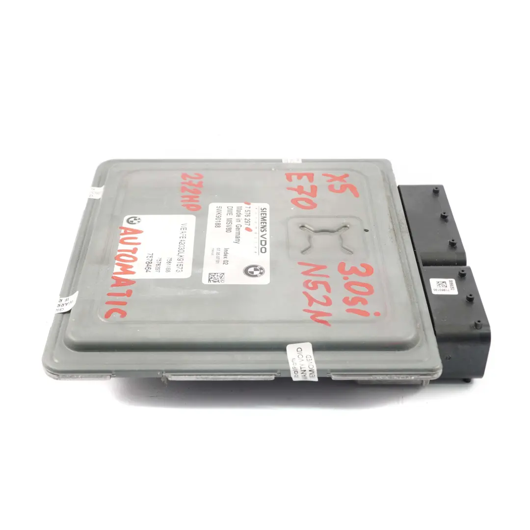 3.0si 272HP N52N Steuergerät DME Automatikgetriebe für BMW X5 E70 mit Teilenummer 7576297 BMW X5 E70 3.0si 272HP N52N Steuergerät DME Automatikgetriebe - SKU 7576297 - Teilenummer 7576297