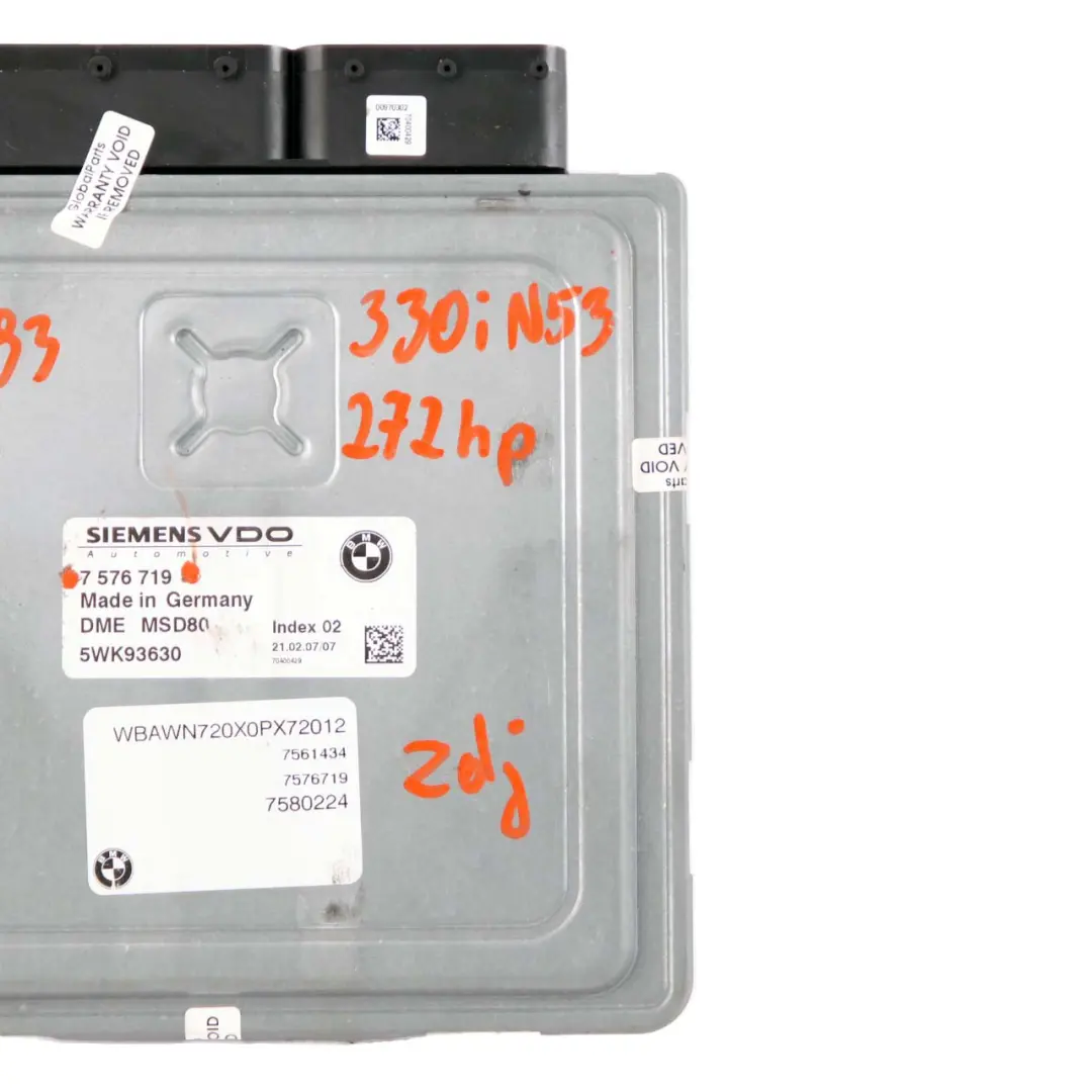 N53 272HP ECU Engine Control Unit DME Automatic to BMW E90 E91 E92 E93 330i with Part number 7576719 BMW E90 E91 E92 E93 330i N53 272HP ECU Engine Control Unit DME Automatic - SKU 7576719 - Part number 7576719
