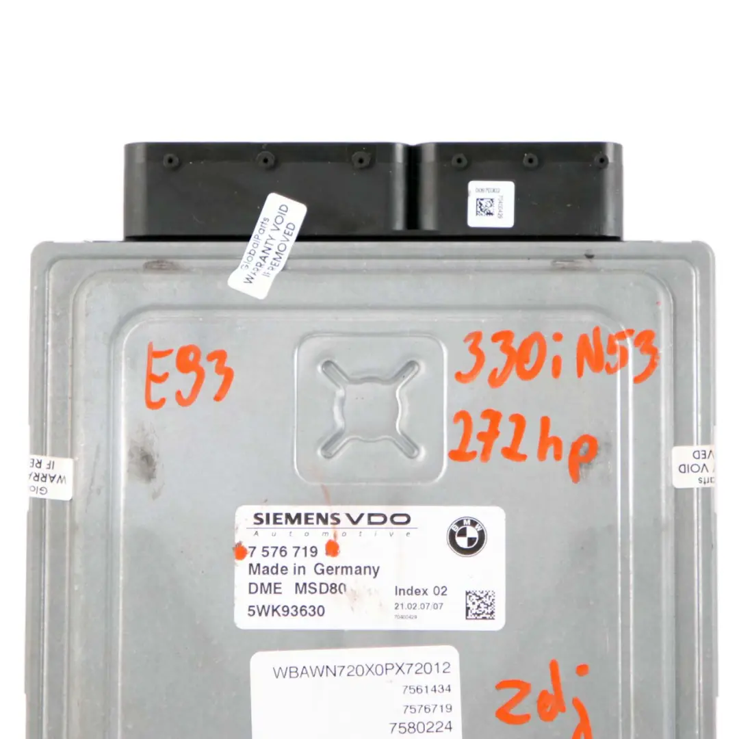 BMW E90 E91 E92 E93 330i N53 272HP ECU Engine Control Unit DME Automatic - SKU 7576719 - Part number 7576719