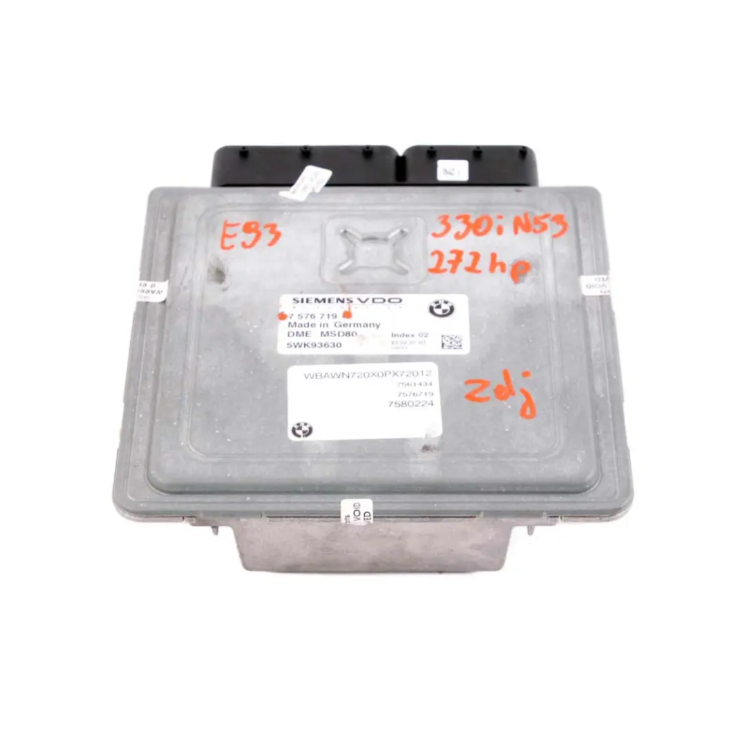 N53 272HP ECU Engine Control Unit DME Automatic to BMW E90 E91 E92 E93 330i with Part number 7576719 BMW E90 E91 E92 E93 330i N53 272HP ECU Engine Control Unit DME Automatic - SKU 7576719 - Part number 7576719