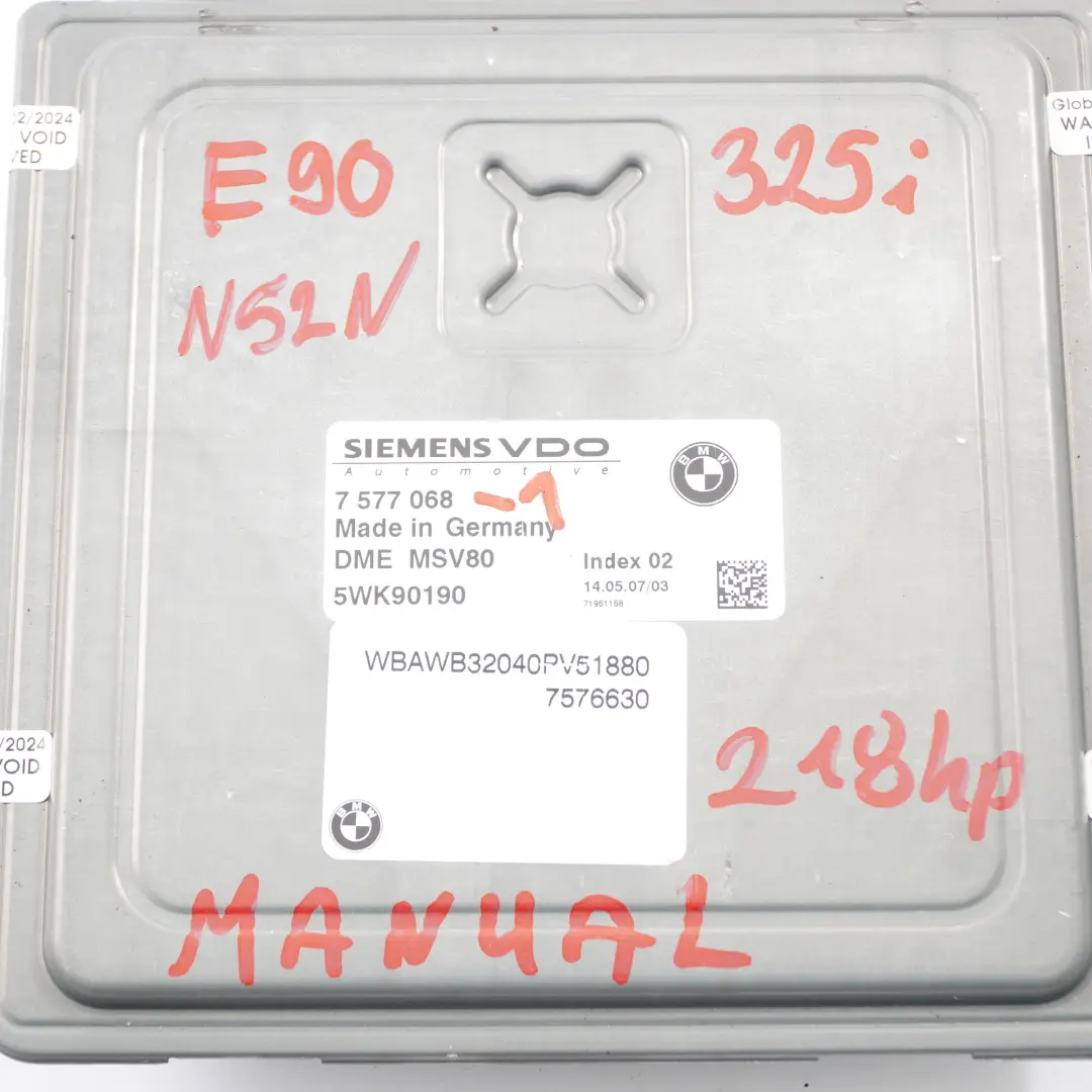 BMW E90 E91 E92 N52N 325i 218HP Motore ECU Kit DME CAS3 Chiave Manuale - SKU 7577068-1 - Numero di parte 7577068