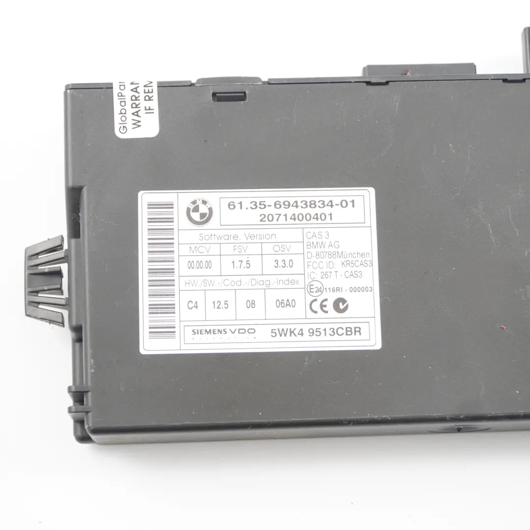 BMW E90 E91 E92 N52N 325i 218HP Engine ECU Kit DME + CAS3 + Key Manual - SKU 7577068-1 - Part number 7577068
