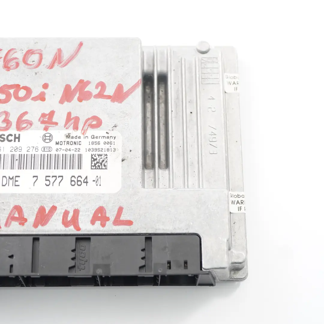 BMW E60 E61 LCI 550i N62N 367HP Motor Unidad Módulo ECU DME Manual - SKU 7577664 - Número de pieza 7577664