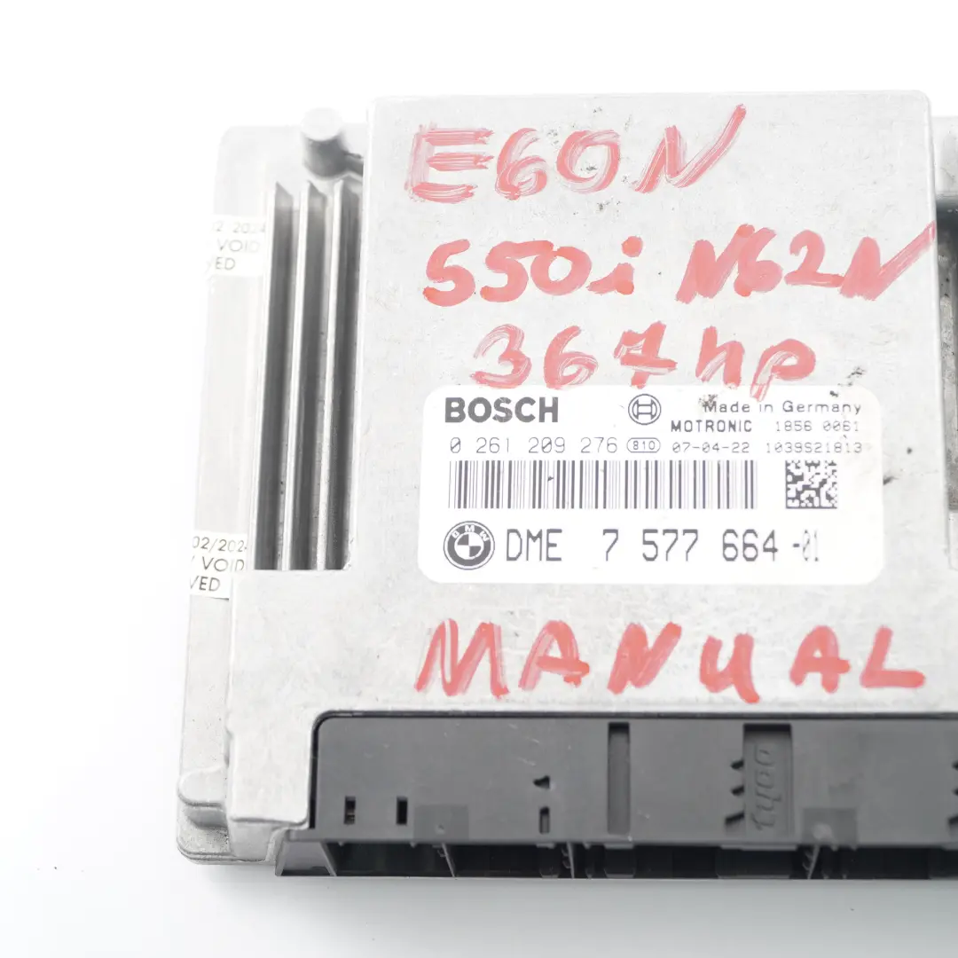 N62N 367HP Engine Unit Module ECU DME Manual to BMW E60 E61 LCI 550i with Part number 7577664 BMW E60 E61 LCI 550i N62N 367HP Engine Unit Module ECU DME Manual - SKU 7577664 - Part number 7577664