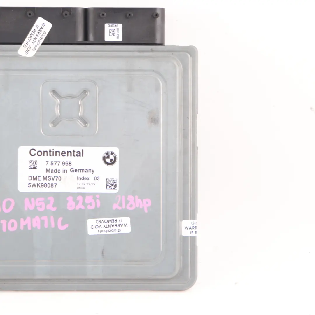 BMW E60 E61 E90 E91 N52 325i 525i Engine Control Unit ECU DME Automatic - SKU 7577968 - Part number 7577968