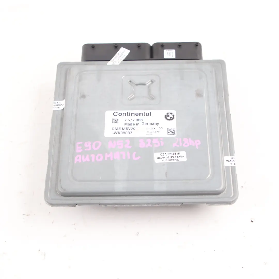 BMW E60 E61 E90 E91 N52 325i 525i Engine Control Unit ECU DME Automatic - SKU 7577968 - Part number 7577968