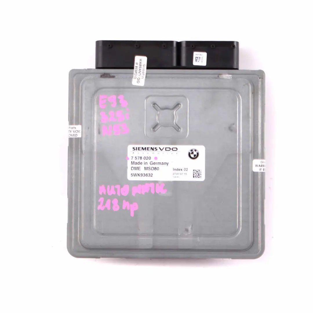 N53 218HP ECU Engine Control DME Automatic to BMW E60 E90 LCI 325i 525i with Part number 7578020 BMW E60 E90 LCI 325i 525i N53 218HP ECU Engine Control DME Automatic - SKU 7578020 - Part number 7578020
