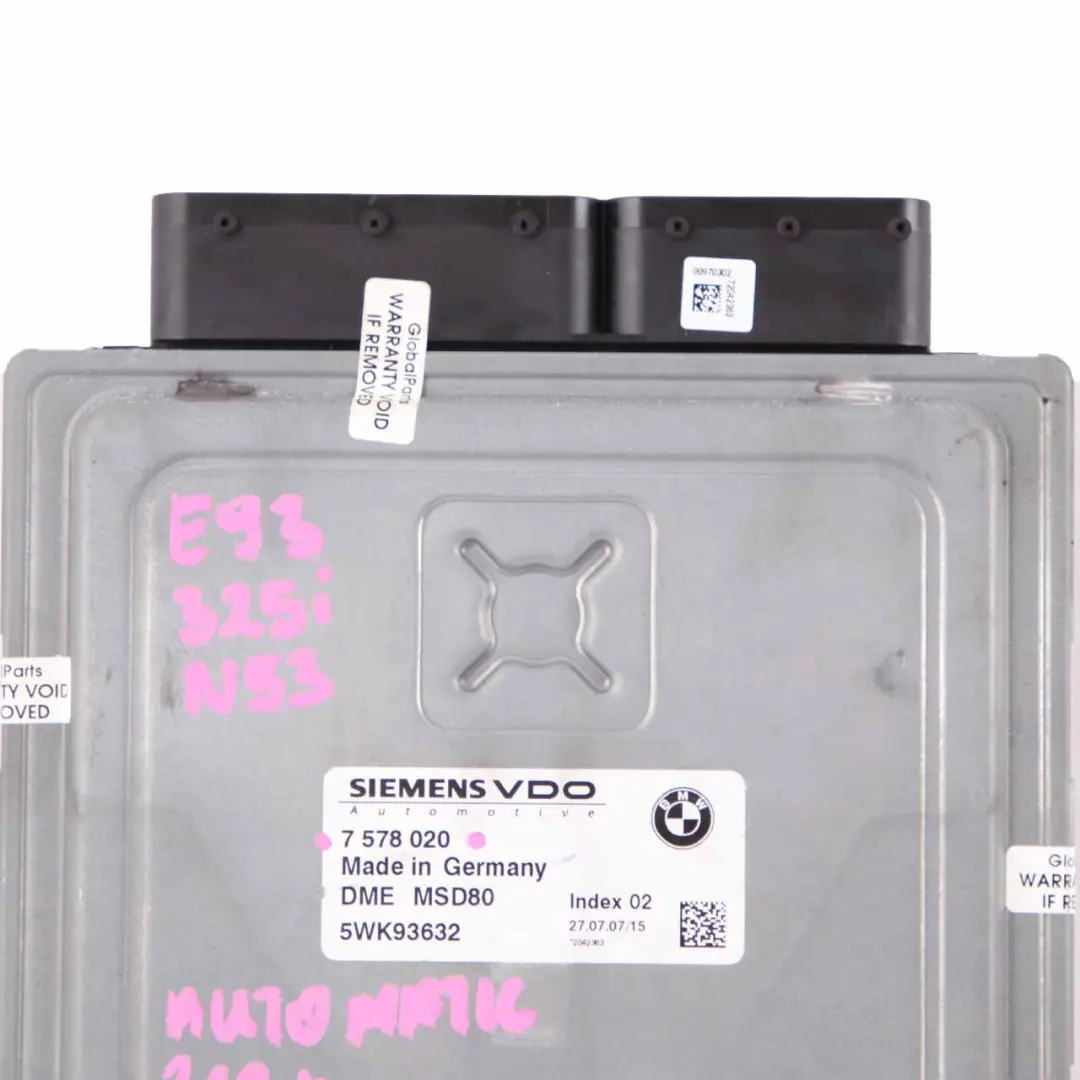 BMW E60 E90 LCI 325i 525i N53 218HP ECU Engine Control DME Automatic - SKU 7578020 - Part number 7578020