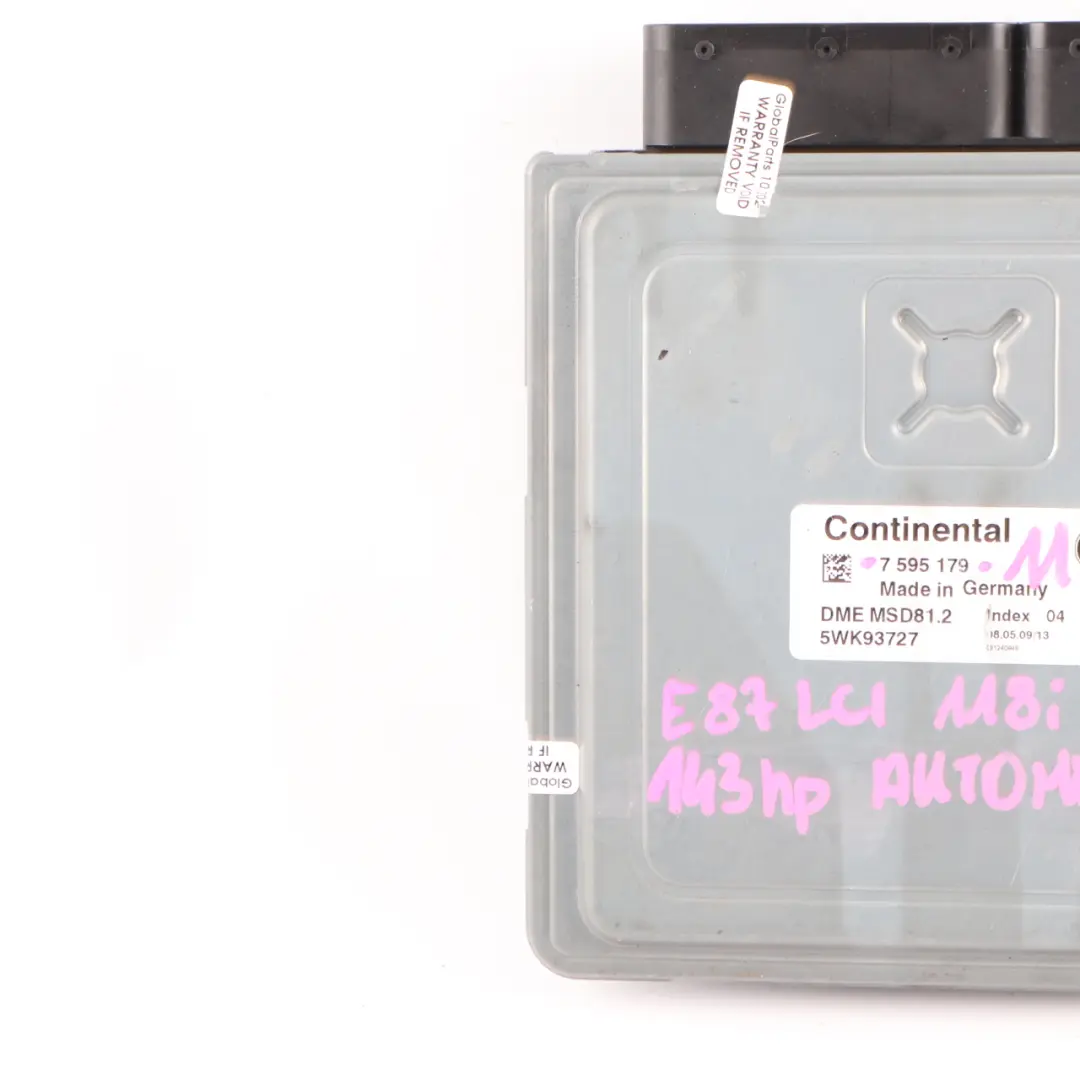 N43 143HP Engine Control Unit ECU DME Automatic to BMW E87 E90 118i 318i with Part number 7579142 BMW E87 E90 118i 318i N43 143HP Engine Control Unit ECU DME Automatic - SKU 7579142-11 - Part number 7579142